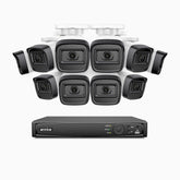 H300 - 2K 3MP 16 Channel 10 Cameras PoE Security System, EXIR 2.0 Night Vision, Motion Detection, H.265+, IP67 Waterproof